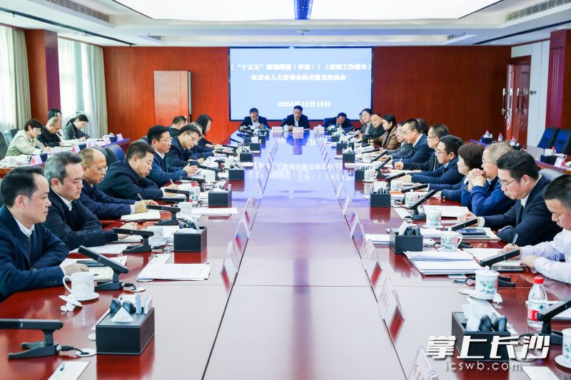 12月19日上午，市《&ldquo;十五五&rdquo;规划纲要（草案）》和《政府工作报告》征求市人大常委会机关意见座谈会举行。 长沙晚报全媒体记者 董阳 摄