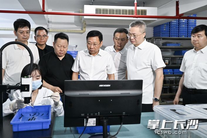 陈博彰在长沙简牍博物馆调研简牍展陈、文物保护与研究情况。