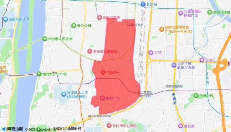 停水区域如图所示，该区域仅供参考，具体请以实际情况为准。长沙晚报通讯员 胡西 供图