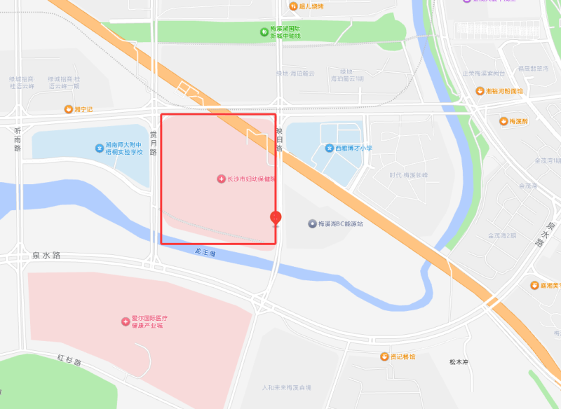 长沙市妇幼保健院（河西新院）项目位置示意图。