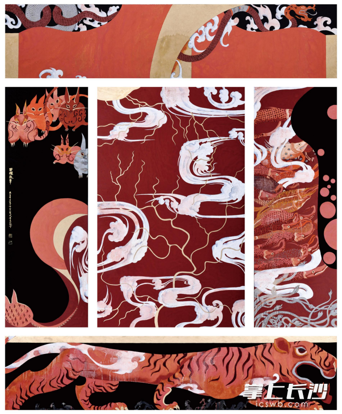 艺术家:张景晨 作品名称:《楚跃天章》 作品类别:中国画 作品尺寸:185cm×225cm /件