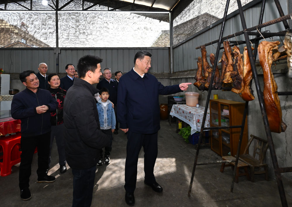 3月18日至21日，中共中央总书记、国家主席、中央军委主席习近平在湖南考察。这是19日下午，习近平在常德市鼎城区谢家铺镇港中坪村考察。新华社记者 燕雁 摄